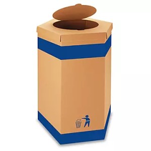 Corrugated Trash Can with Lid